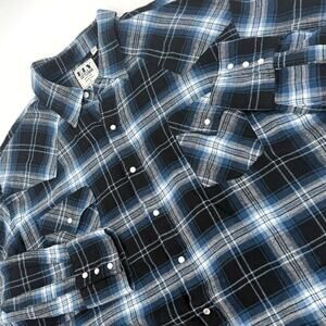 Ely Cattleman Lightweight Flannel Shirt 2XLT Tall Pearl Snap Pearl Snap Western